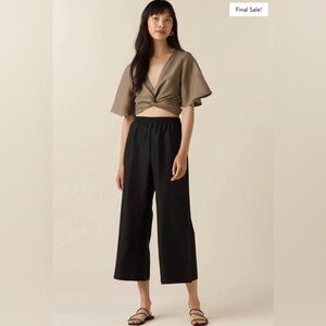 VETTA The Elastic Waist Wide Leg Pant - Black - Medium